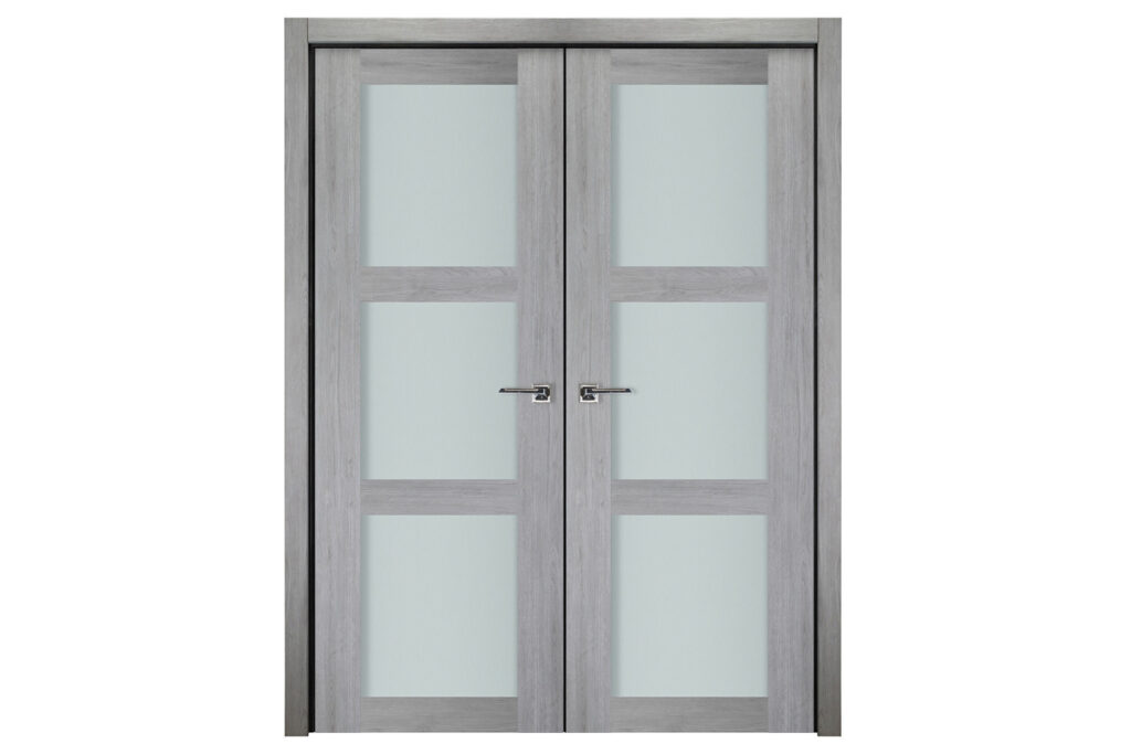 Nova Italia Vetro 3 Lite Light Grey Laminate Interior Door - Double Door
