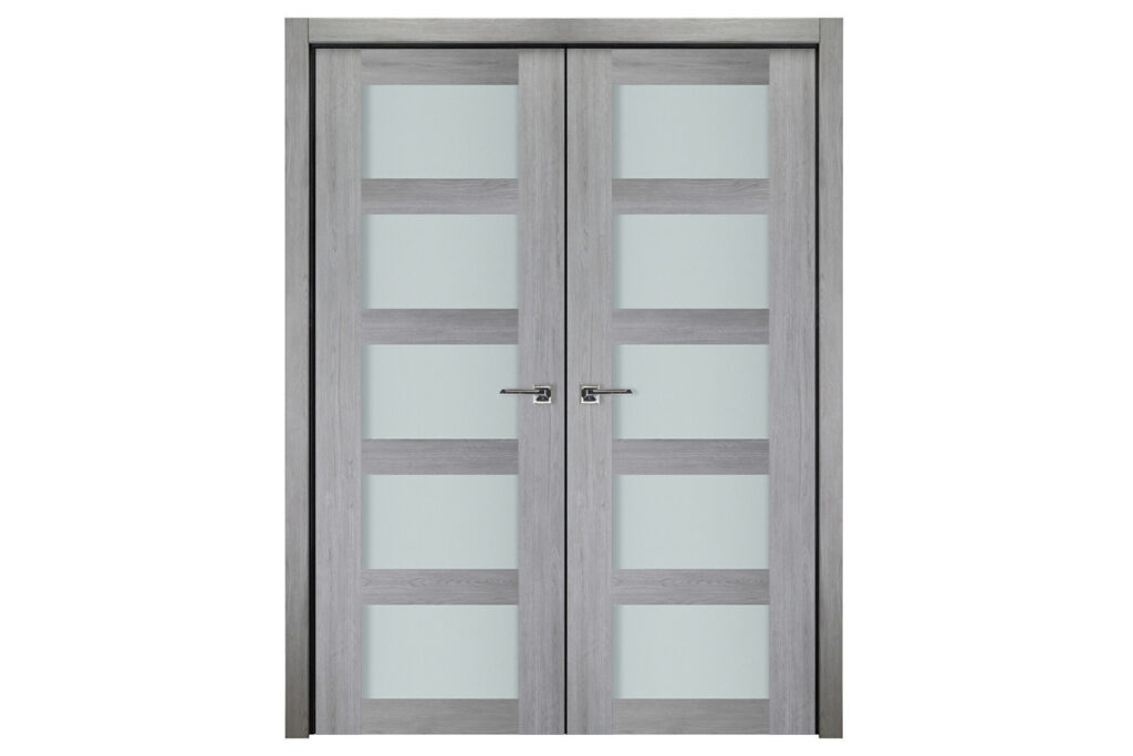 Nova Italia Vetro 5 Lite Light Grey Laminate Interior Door - Double Door