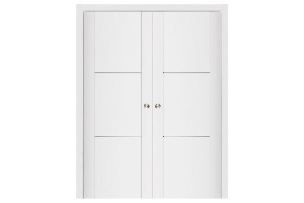 Nova Stile 004 Soft White Laminated Modern Interior Door - Double Pocket
