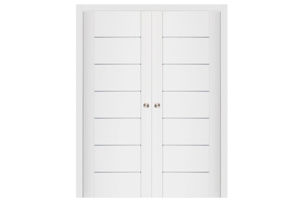 Nova Stile 009 Soft White Laminated Modern Interior Door - Double Pocket