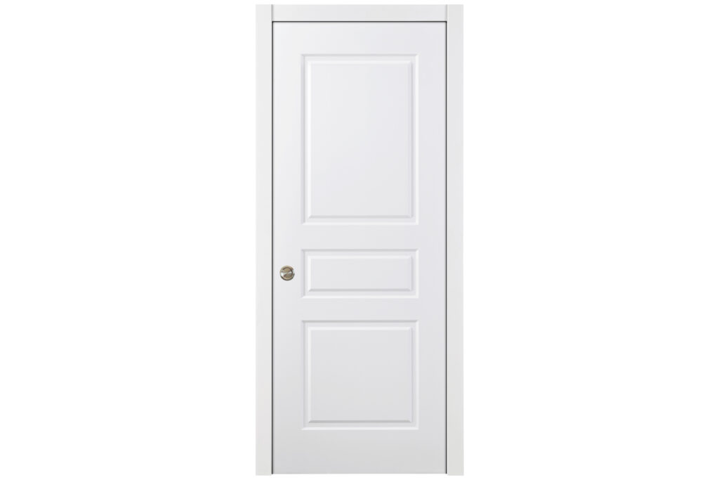 Nova 3 Panel Soft White Laminated Traditional interior Door - Single Pocket