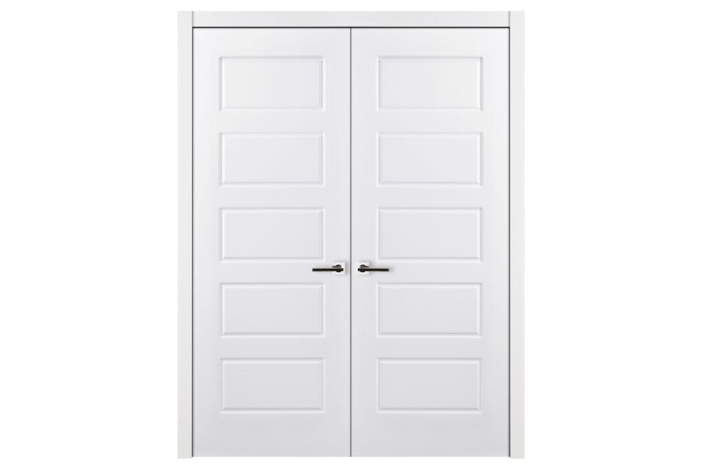 Nova 5 Panel Soft White Laminated Traditional interior Door - Double Door