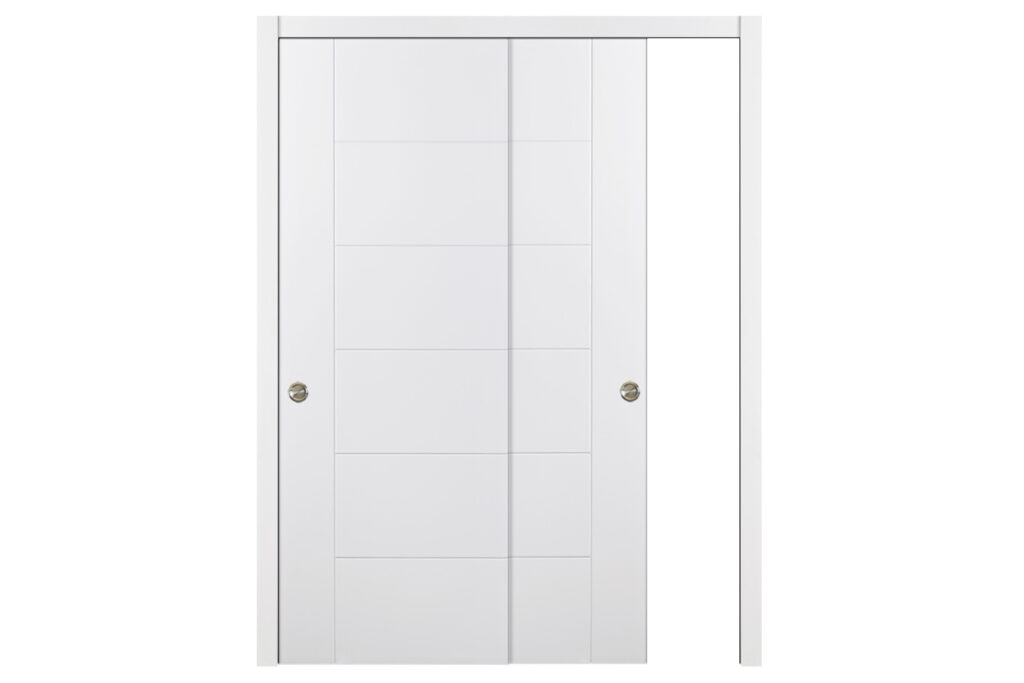 Nova Groove Soft White Laminated Traditional interior Door - Bypass Door