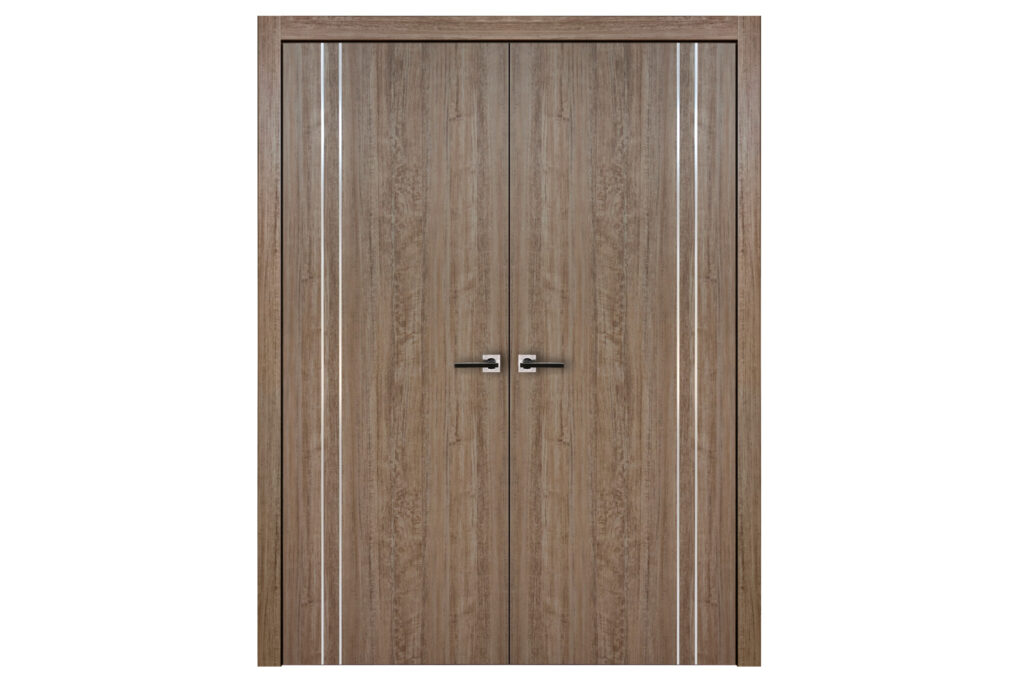 Nova HG-002VR Dark Aloe Wood Laminated Modern Interior Door - Double Door