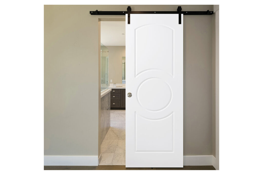 Nova Ovalo Soft White Laminated Traditional interior Door - Barn Door