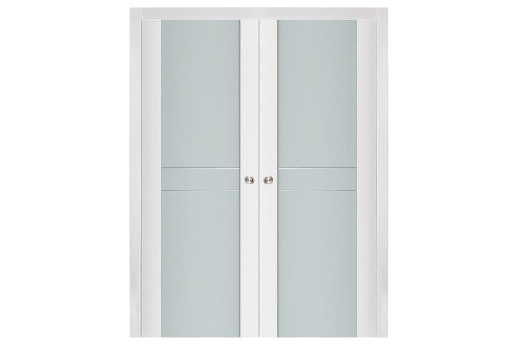 Nova Triplex 003 Soft White Laminated Modern Interior Door - Double Pocket
