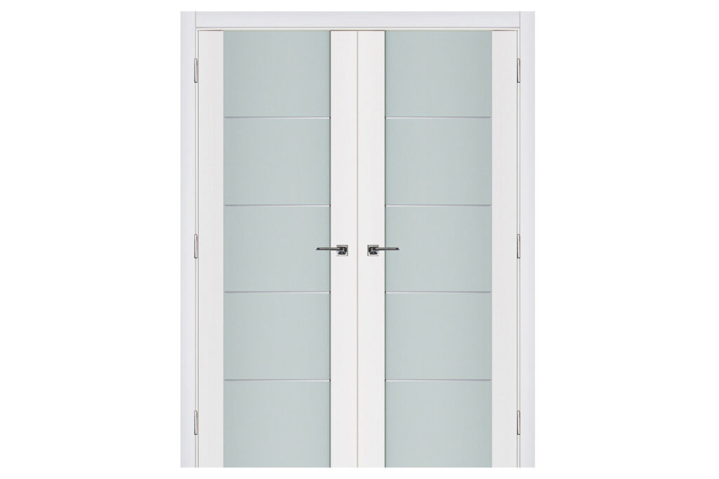 Nova Triplex 007 Soft White Laminated Modern Interior Door - Double Door