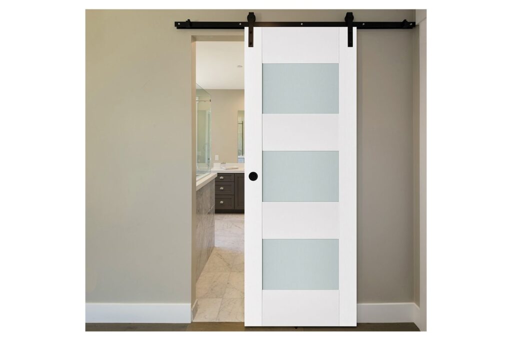 Nova Triplex 015 Soft White Laminated Modern Interior Door - Barn Door