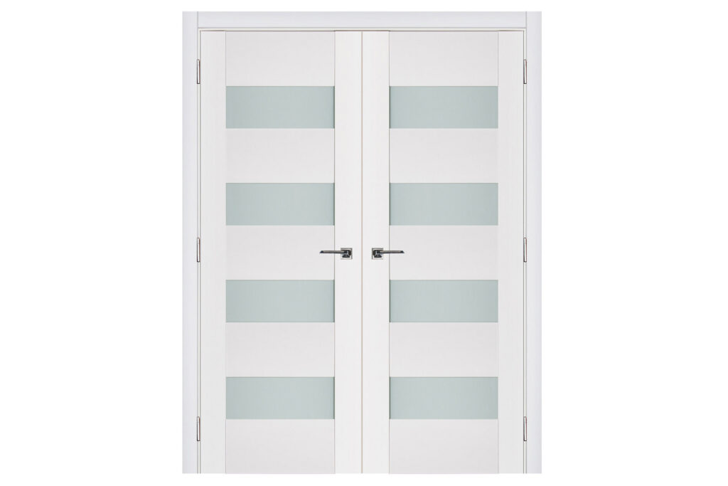 Nova Triplex 017 Soft White Laminated Modern Interior Door - Double Door