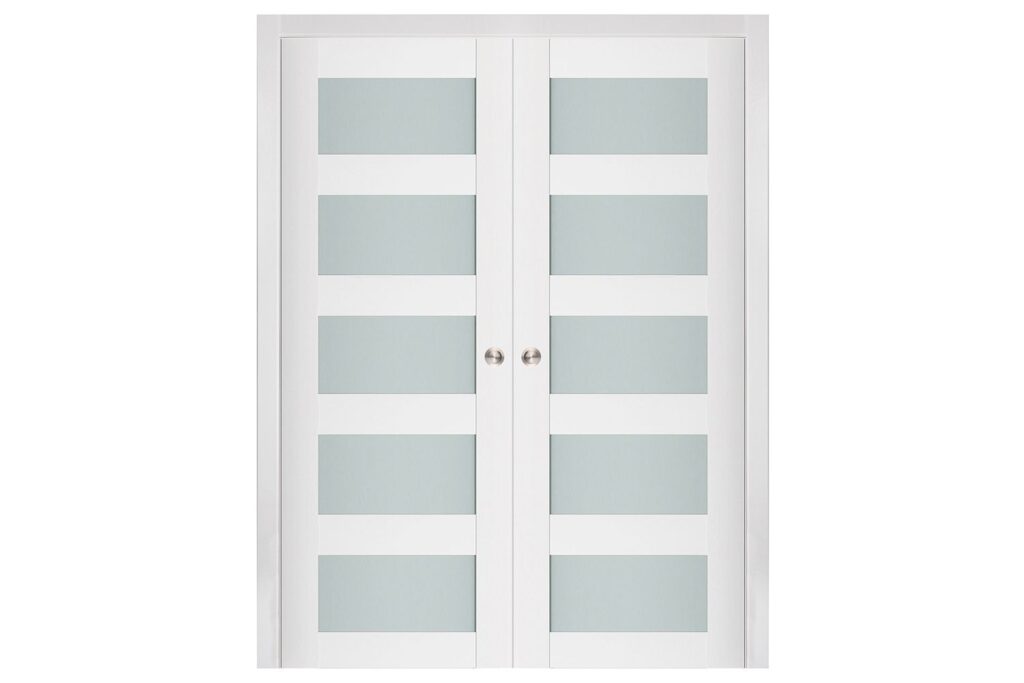 Nova Triplex 022 Soft White Laminated Modern Interior Door - Double Pocket