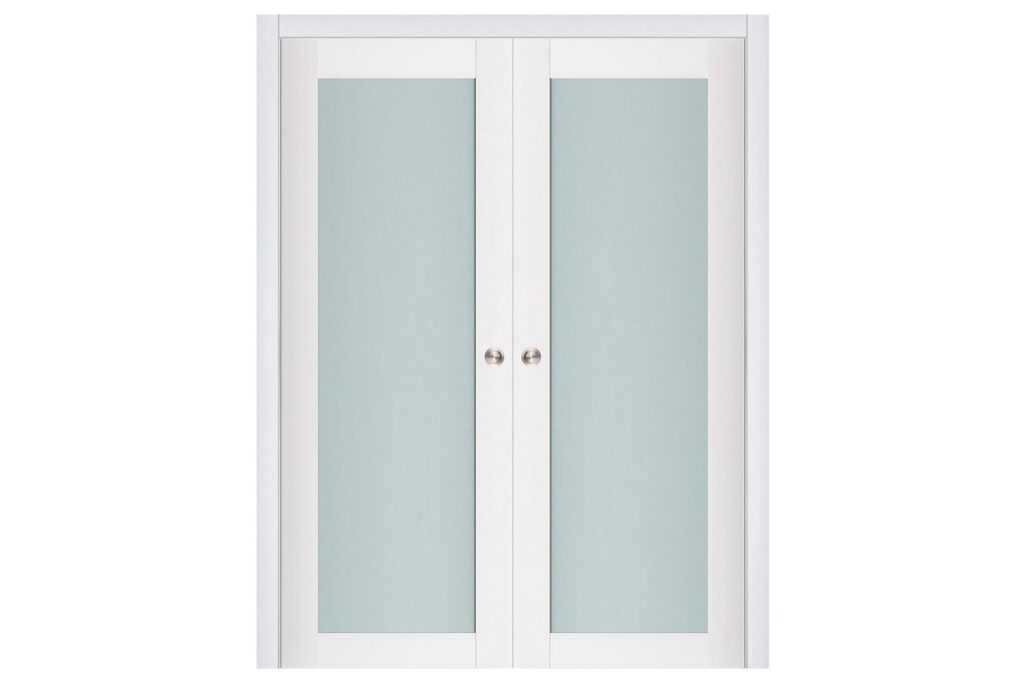 Nova Triplex 054 Soft White Laminated Modern Interior Door - Double Pocket