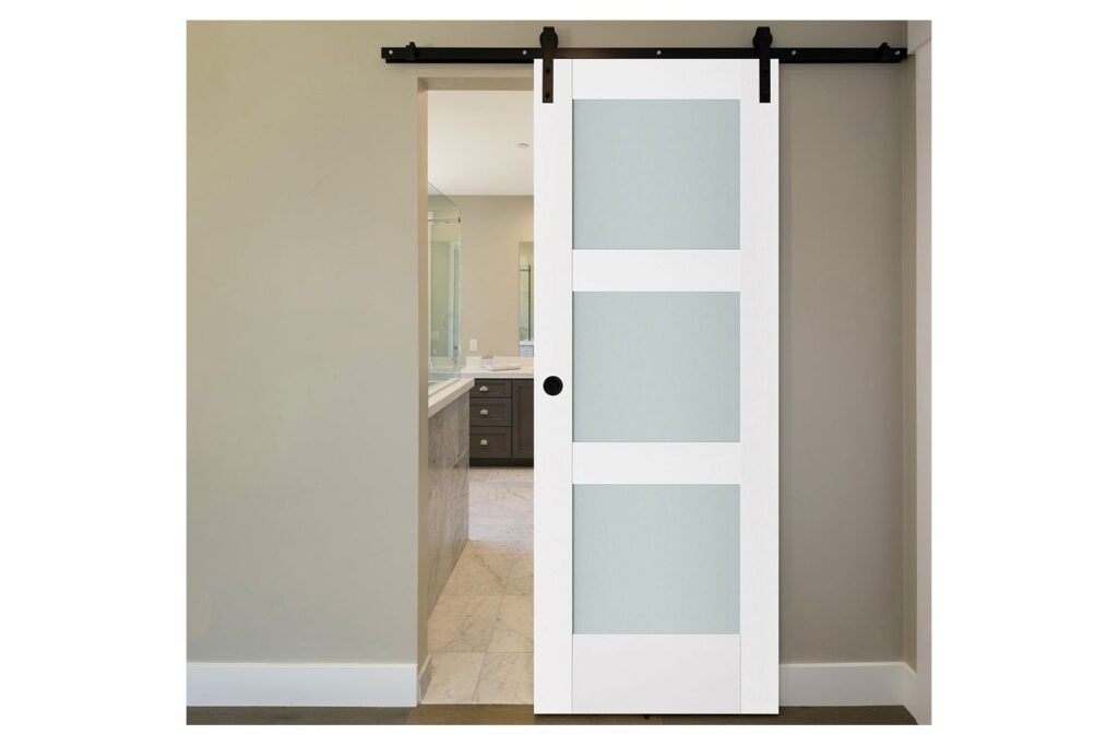Nova Triplex 058 Soft White Laminated Modern Interior Door - Barn Door