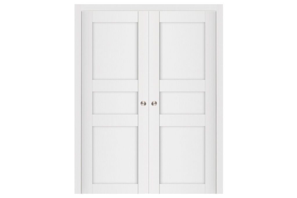 Nova Stile 029 Soft White Laminated Modern Interior Door - Double Pocket