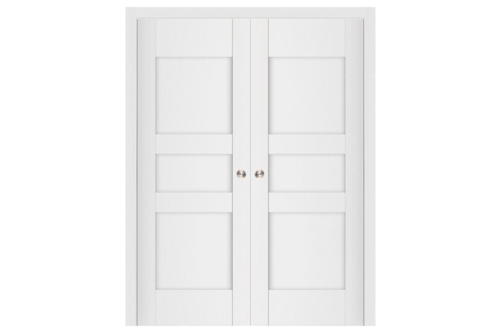 Nova Stile 036 Soft White Laminated Modern Interior Door - Double Pocket