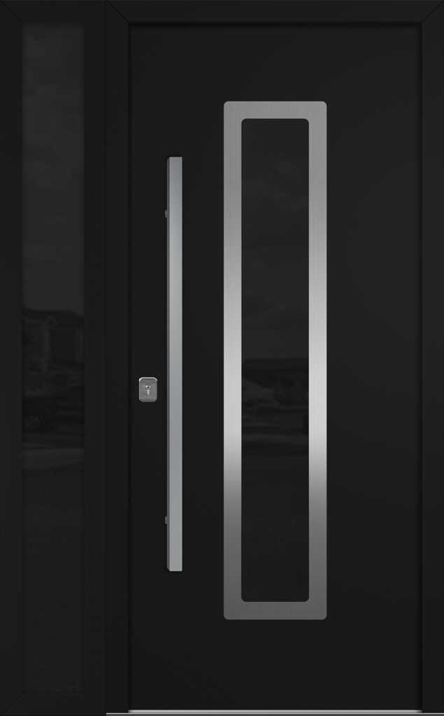 Nova Inox S1 Black Modern Exterior Door w Left Sidelight Right-in