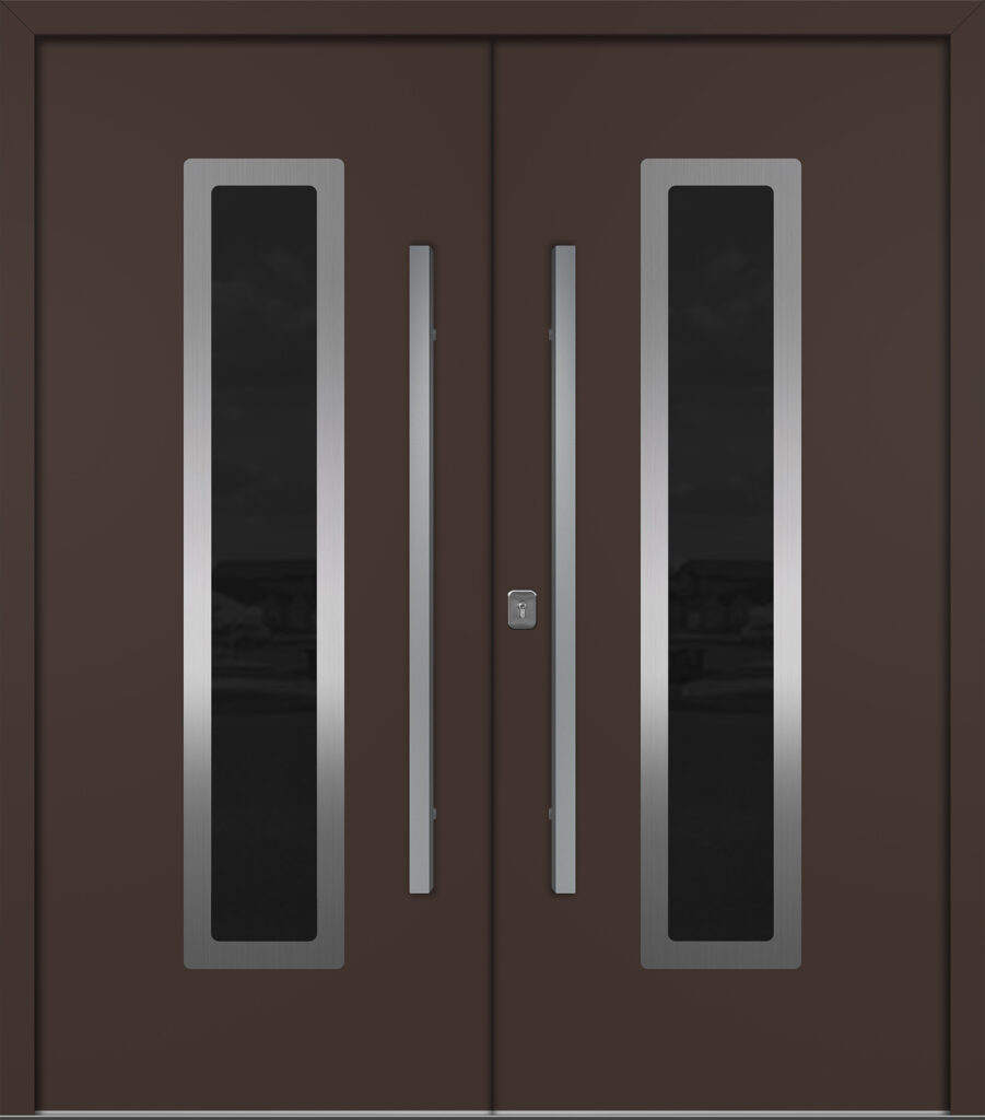 Nova Inox S1 Brown Modern Exterior Double Door Right-in