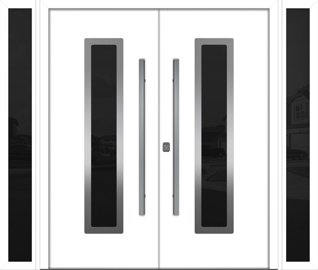Nova Inox S1 White Modern Exterior Double Door w Double Sidelight Right-in