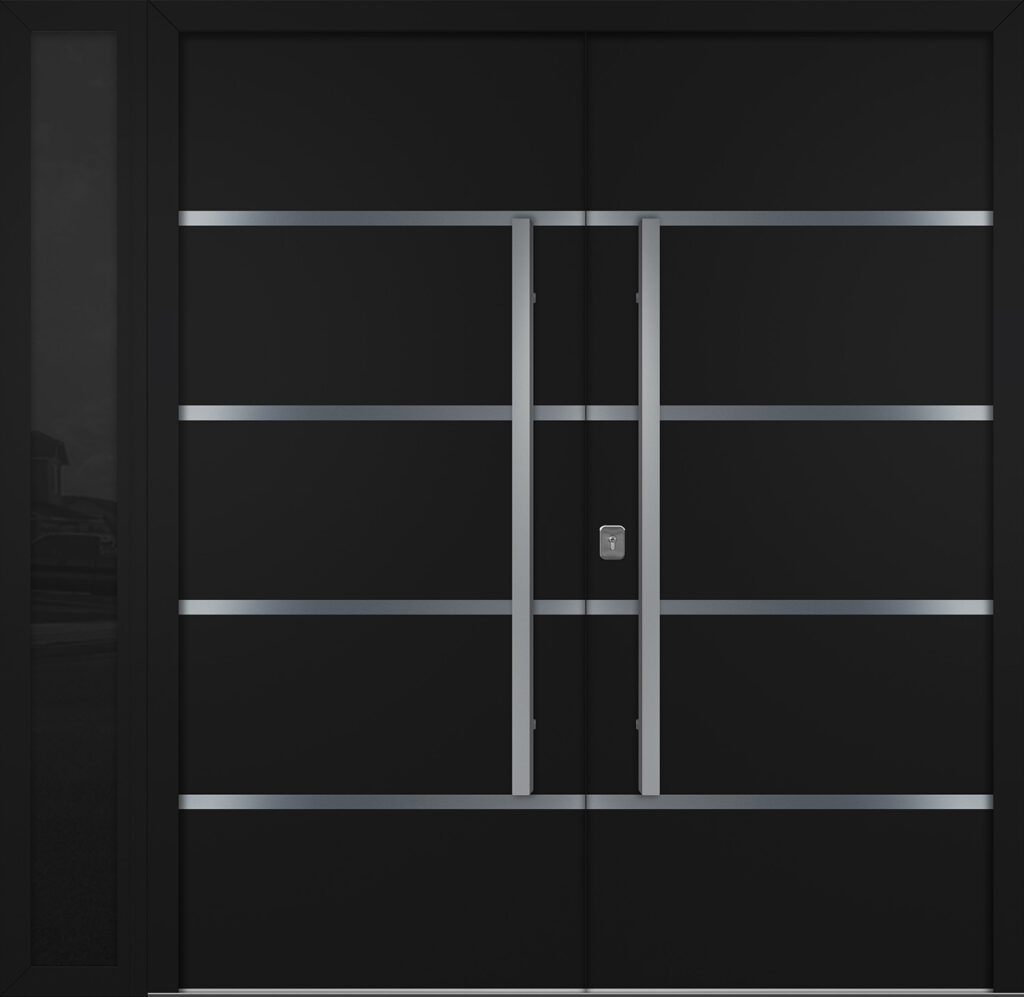 Nova Inox S3 Black Modern Exterior Double Door w Left Sidelight Right-in