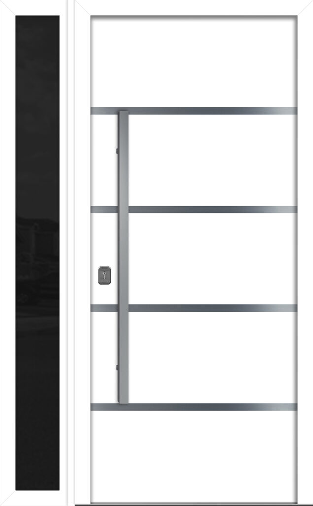 Nova Inox S3 White Modern Exterior Door w Left Sidelight Right-in
