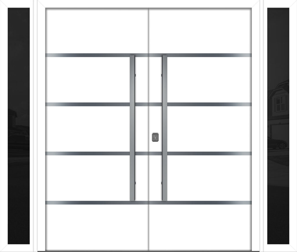 Nova Inox S3 White Modern Exterior Double Door w Double Sidelight Right-in