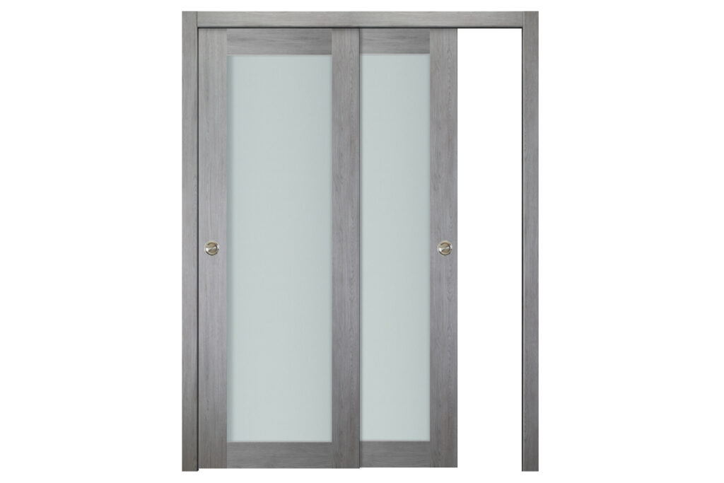 Italia 1-Lite French Interior Door Light Gray Bypass Door