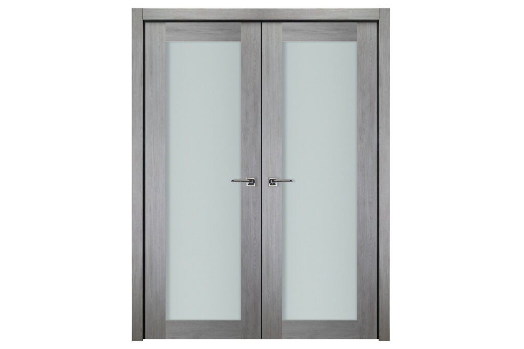 Italia 1-Lite French Interior Door Light Gray Double Door