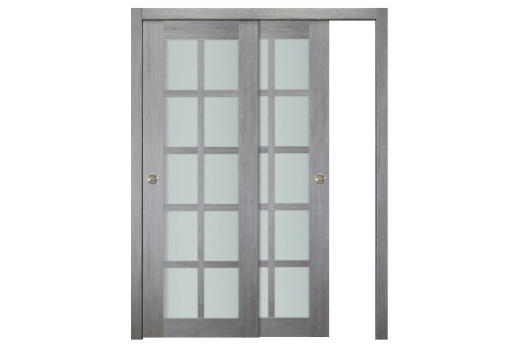 Italia 10-Lite French Interior Door Light Gray Bypass Door