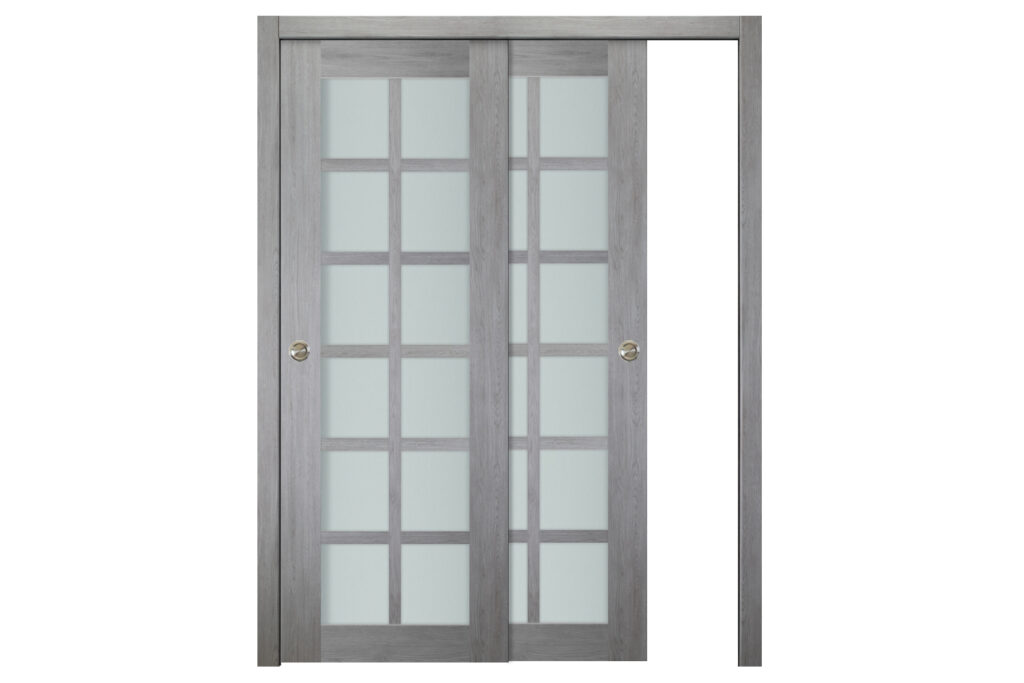 Italia 12-Lite French Interior Door Light Gray Bypass Door