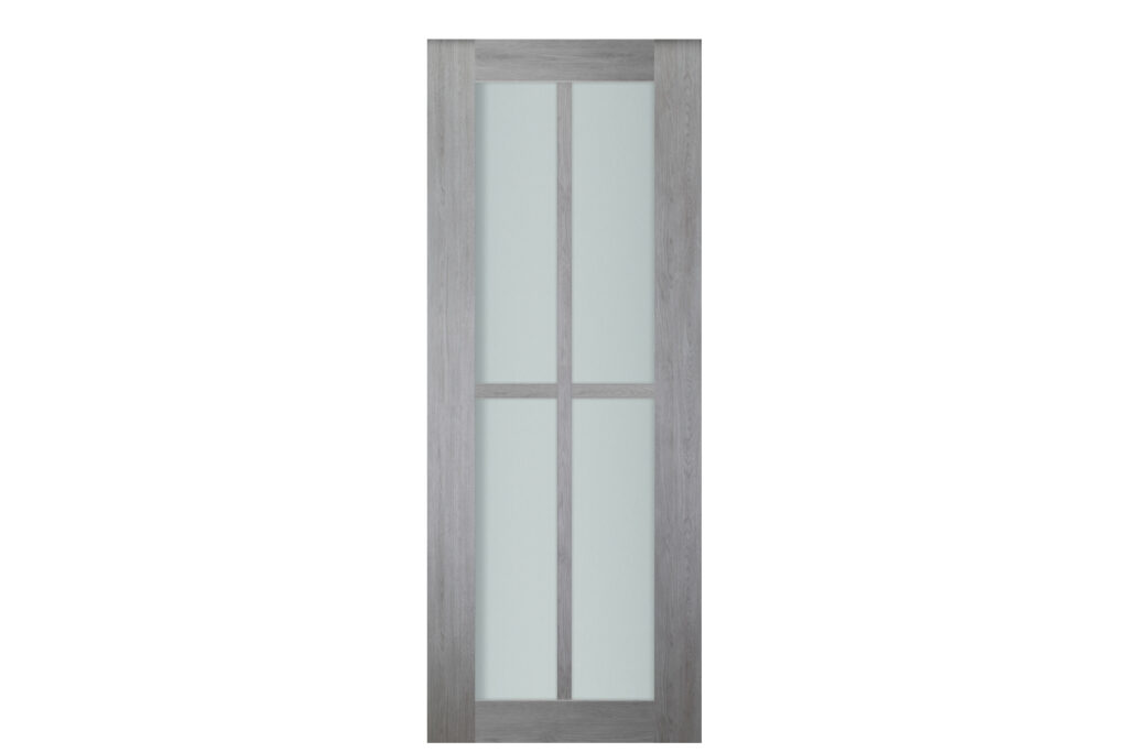 Italia 4-Lite Vertical French Interior Door Light Gray Single Door Slab