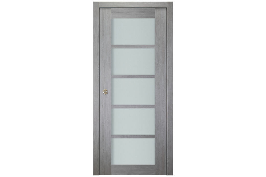 Italia 5-Lite French Interior Door Light Gray Single Pocket