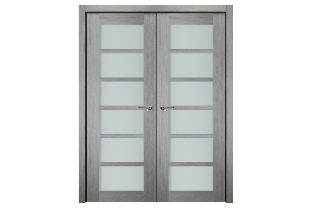 Italia 6-Lite French Interior Door Light Gray Double Door